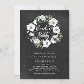 Rustige zwarte en witte flora | Brunch en Bubble Kaart (Voorkant)