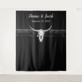 Rustige zwarte en witte Westerne bull schedel acht Wandkleed (Voorkant)