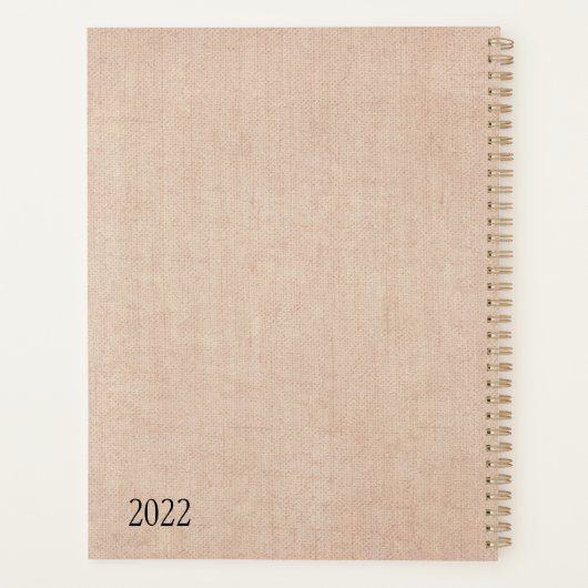 Rustige zwarte gouden mandala beige burlap naam planner (Achterkant)