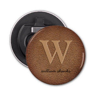 Rustige, zwarte gouden monogram, stijlvol button flesopener