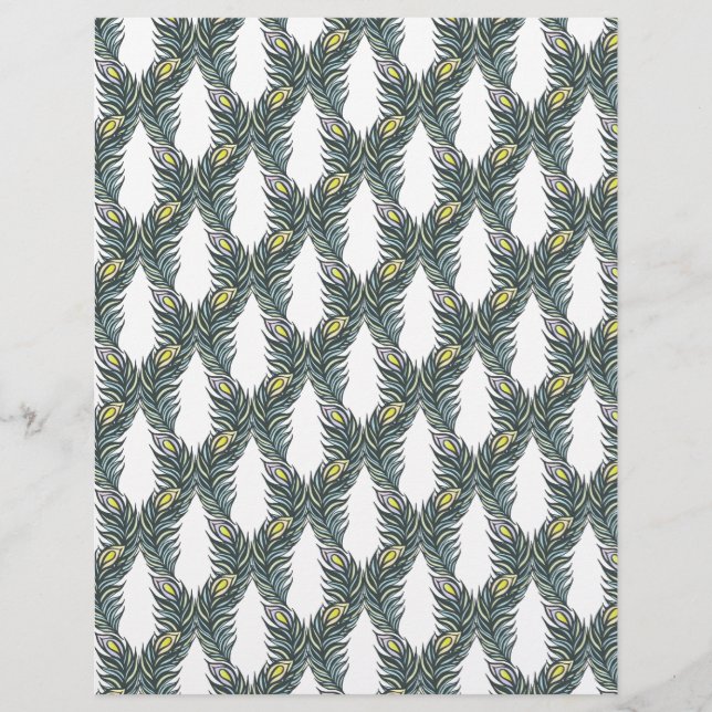 Rustige zwarte, groene en witte pacockveren (Voorkant)