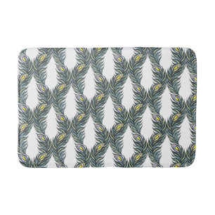 Rustige zwarte, groene en witte pacockveren badmat