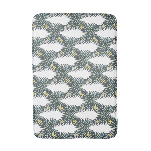 Rustige zwarte, groene en witte pacockveren badmat (Voorkant Verticaal)