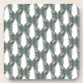 Rustige zwarte, groene en witte pacockveren bier onderzetter (Voorkant)