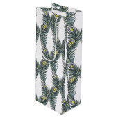 Rustige zwarte, groene en witte pacockveren wijn cadeautas (Voorkant Gekanteld)