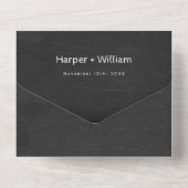 Rustige zwarte karton rsvp bruiloft all in one uitnodiging (Achterkant)