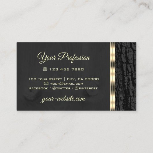 Rustige zwarte schuur Hout Goud Goud Goud Grens Visitekaartje (Achterkant)