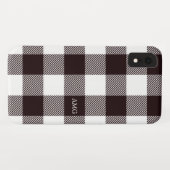 Rustige zwarte & witte controleur Tartan Monogram Case-Mate iPhone Case (Achterkant (horizontaal))