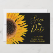 Rustige zwarte zonnebloem bespaart de datum save the date (Voorkant)