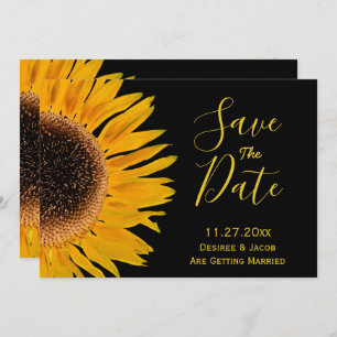 Rustige zwarte zonnebloem bespaart de datum save the date