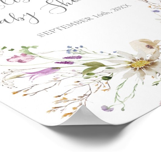 Rustiic Bee WildFlowers Baby shower Welkomstteken Poster (Hoek)