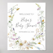 Rustiic Bee WildFlowers Baby shower Welkomstteken Poster (Voorkant)