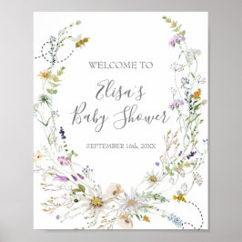 Rustiic Bee WildFlowers Baby shower Welkomstteken Poster