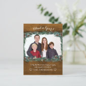 Rustikal Wat een jaar! Weihnachtskranz Foto Briefkaart (Staand voorkant)