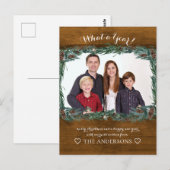 Rustikal Wat een jaar! Weihnachtskranz Foto Briefkaart (Voorkant / Achterkant)