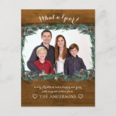 Rustikal Wat een jaar! Weihnachtskranz Foto Briefkaart (Voorkant)