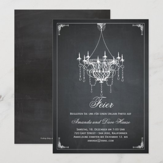 Rustikaler Kronleuchter Party-Einladungen Kaart (Voorkant / Achterkant)