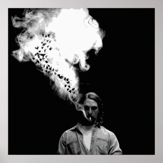 Rustin Cohle van True Detective die een kaart rokt Poster (Voorkant)