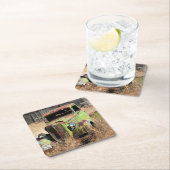 Rusting auto voor verlaten boerderij kartonnen onderzetters (Insitu)