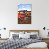 Rusting orange Dodge truck with afschrijoned farm Canvas Afdruk (Insitu (Slaapkamer))