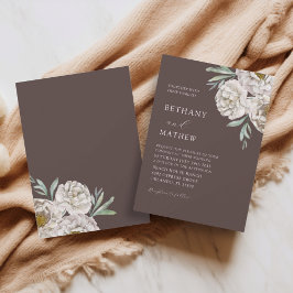 Rustique bruiloft met bruin en wit bloemmotief kaart