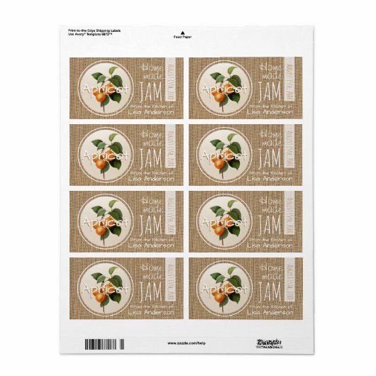  Rustisch Abrit Jam, gepersonaliseerd H-label Etiket (Full Sheet)