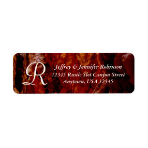 Rustisch Abstract bruin goudmonogram retouradres Etiket