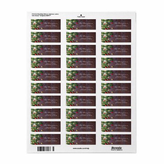 Rustisch adres voor kerstmis in het land etiket (Full Sheet)