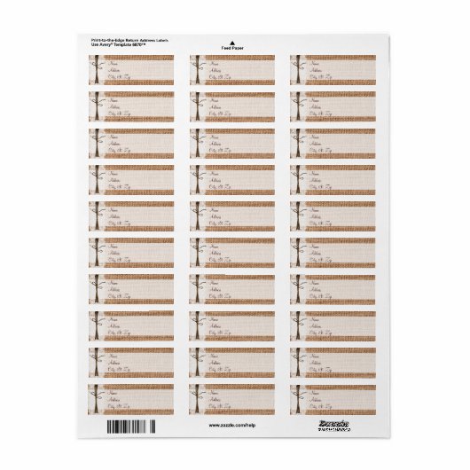 Rustisch Adresetiket van het landschap Burlap Etiket (Full Sheet)