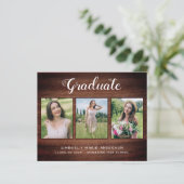 Rustisch Afstuderen 3 Uitnodiging voor fotohout (Staand voorkant)