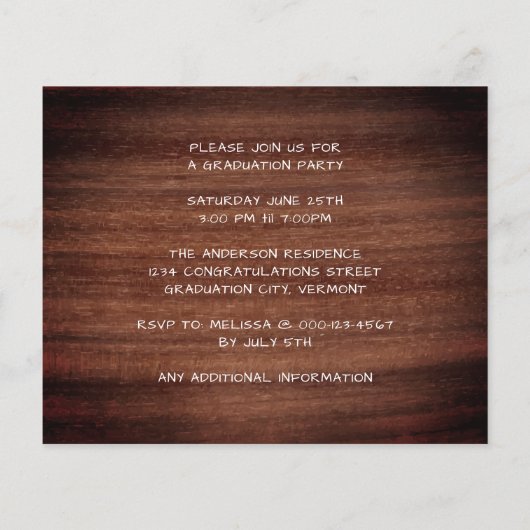 Rustisch Afstuderen 3 Uitnodiging voor fotohout (Achterkant)