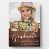 Rustisch Afstuderen 4 Foto Stijlvol hout Afstudere Fotoplaat (voorkant)