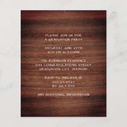 Rustisch Afstuderen 6 Uitnodiging voor fotocollage (Achterkant)