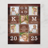 Rustisch Afstuderen 6 Uitnodiging voor fotocollage (Voorkant)