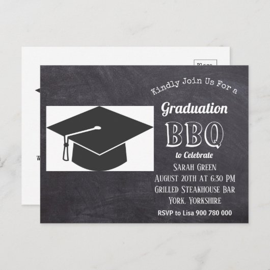 Rustisch Afstuderen BBQ Uitnodiging (Voorkant / Achterkant)