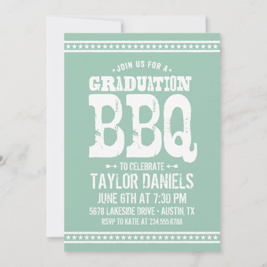 Rustisch Afstuderen BBQ Uitnodiging | bewerkbare k (Achterkant)