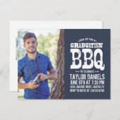 Rustisch Afstuderen BBQ Uitnodiging | bewerkbare k (Voorkant / Achterkant)