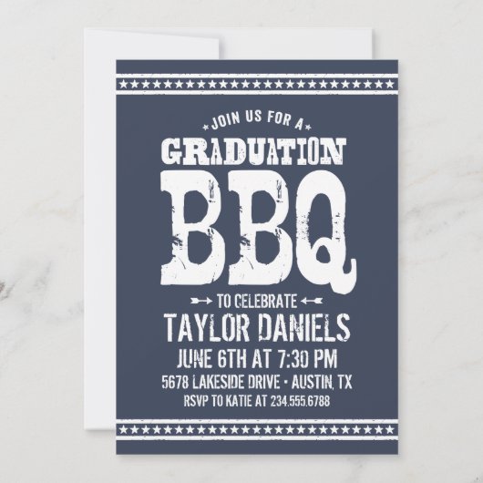 Rustisch Afstuderen BBQ Uitnodiging | bewerkbare k (Achterkant)