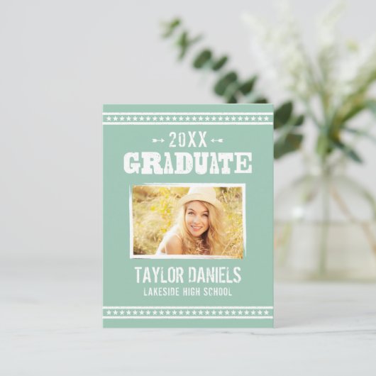 Rustisch Afstuderen BBQ Uitnodiging | bewerkbare k Briefkaart (Staand voorkant)