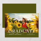 Rustisch Afstuderen Foto zonnebloemen Aankondiging (Voorkant / Achterkant)