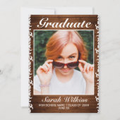 Rustisch Afstuderen met hout en witte kant Aankondiging (Voorkant)