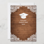 Rustisch Afstuderen met hout en witte kant Aankondiging (Achterkant)