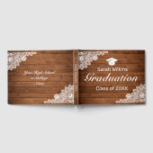 Rustisch Afstuderen met hout en witte kant Gastenboek (Volledig)