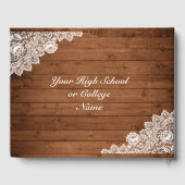 Rustisch Afstuderen met hout en witte kant Gastenboek (Achterkant)