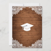 Rustisch Afstuderen met hout en witte kant Kaart (Achterkant)