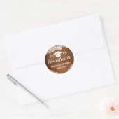 Rustisch Afstuderen met hout en witte kant Klassie Ronde Sticker (Envelop)