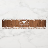 Rustisch Afstuderen met hout en witte kant Waterfles Etiket (Enkel label)