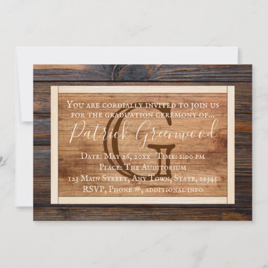 Rustisch Afstuderen met houttoon Kaart (Achterkant)