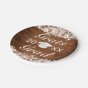 Rustisch Afstuderen van hout en witte langkratten Papieren Bordje