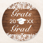 Rustisch Afstuderen van hout en witte langkratten Ronde Kartonnen Onderzetter (Voorkant)